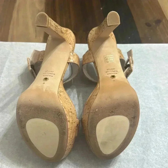 Stuart Weitzman white cork
heeled shoes. 
-WORN ONCE - Picture 6 of 7